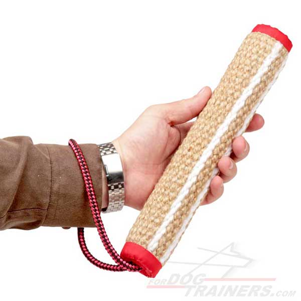 Jute dog bite tug with a handle