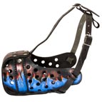 Stylish Handpainted Leather Dog Muzzle for Dog Training