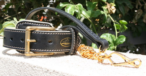 Exclusive Set Royal Nappa Padded Hand Made Leather Dog Collar+Exclusive HS Gold plated leash - code C443+L101HS - Click Image to Close