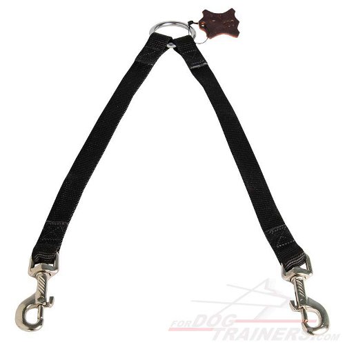 Stitched Nylon Dog Leash Coupler for Walking 2 Dogs