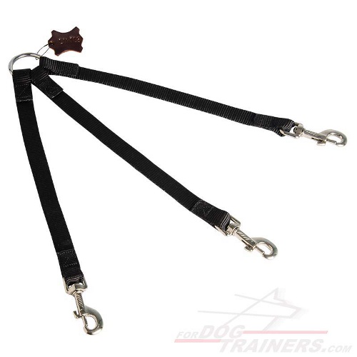 Triple Nylon Dog Leash Coupler for Walking 3 Dogs - Click Image to Close