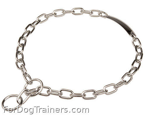 Chrome-plated Choke Chain Collar Fur Saver - Width 1/9 inch (3 mm) - Click Image to Close