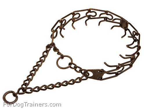 Large Pinch Dog Collar - 1/6 inch (3.90 mm) - Antique Copper Plated Steel Prong Collar