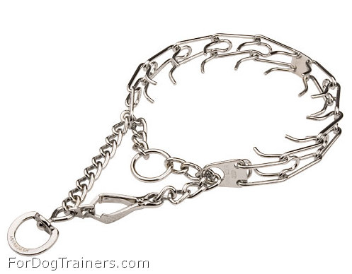 Herm Sprenger Dog Pinch Collar of Chrome Plated Steel - 1/11 inch (2.25 mm) Prong Diameter