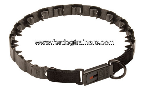 NEW Black Neck Tech Stainless Steel Pinch Dog Collar with Reliable Click Lock System