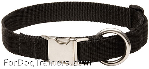 Adjustable Black Nylon Dog Collar with Quick Release Buckle - Click Image to Close