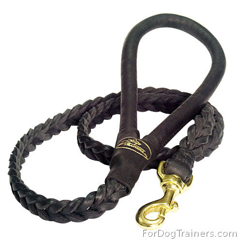 Best Braided Leather Dog Leash with Round Shape Handle - Click Image to Close