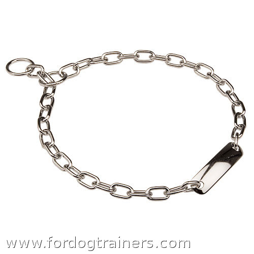 Fur Saver Collar Steel Chrome Plated Width 1/9 inch (3 mm) With Name Plate