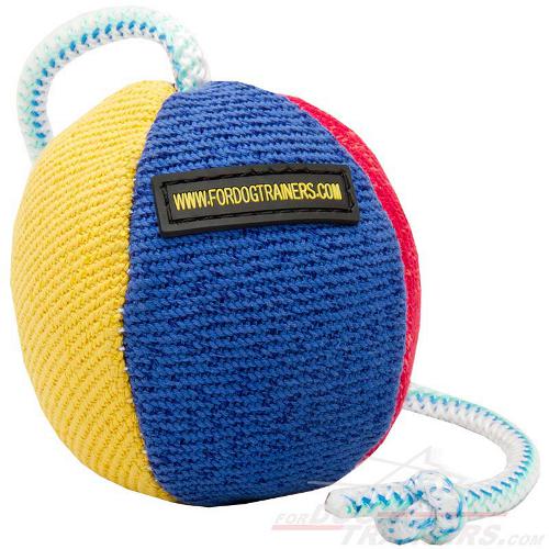 French linen Training Dog Toy on string - 4 1/3 inch (11 cm) in diameter - Click Image to Close