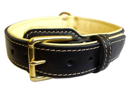 Royal Nappa Padded Hand Made Leather Dog Collar - code C443 - Click Image to Close