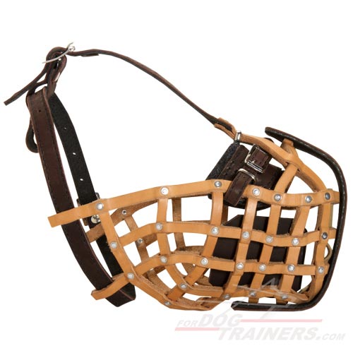 Police Style Leather Basket Dog Muzzle for Attack Training - Click Image to Close